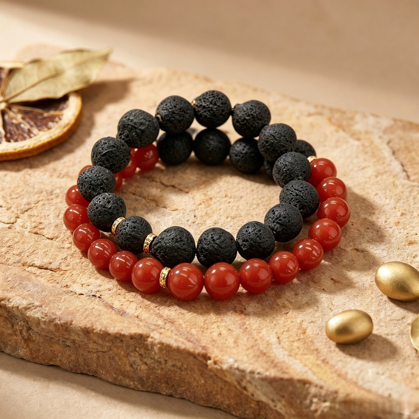 【CRIMSON FLAME】 eritage Citrus Bracelet (Double Wrap) - 赤焰雙圈 | 胎柑红玛瑙手串