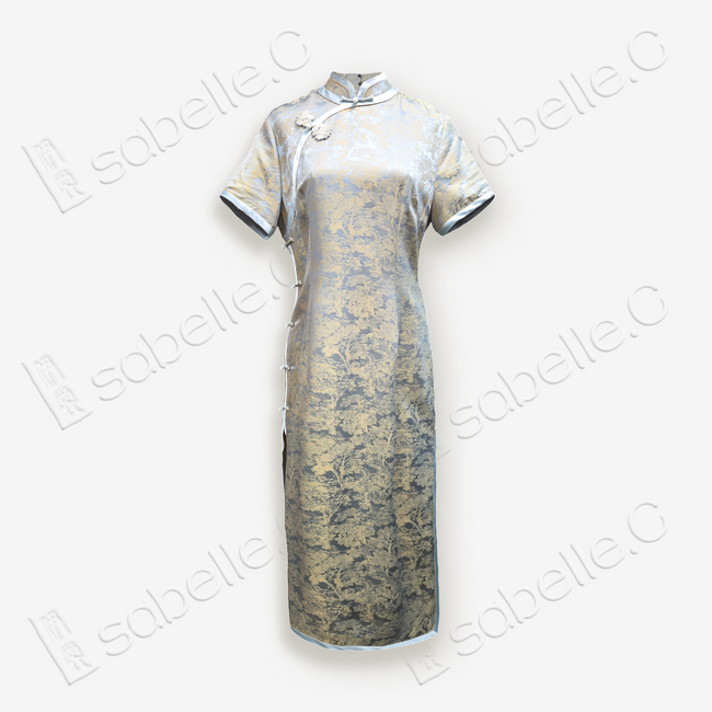 Stand-up collar short-sleeved cheongsam