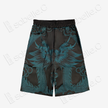 Dark Abyss Cyan Twin Dragon Antique Silk Shorts - 「玄淵蒼龍」古董真絲短褲