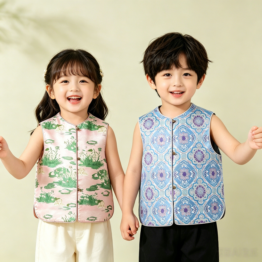 Song Brocade Childrens' Vests Collection - 大師級名品宋錦童裝背心（Unisex 男女同款）
