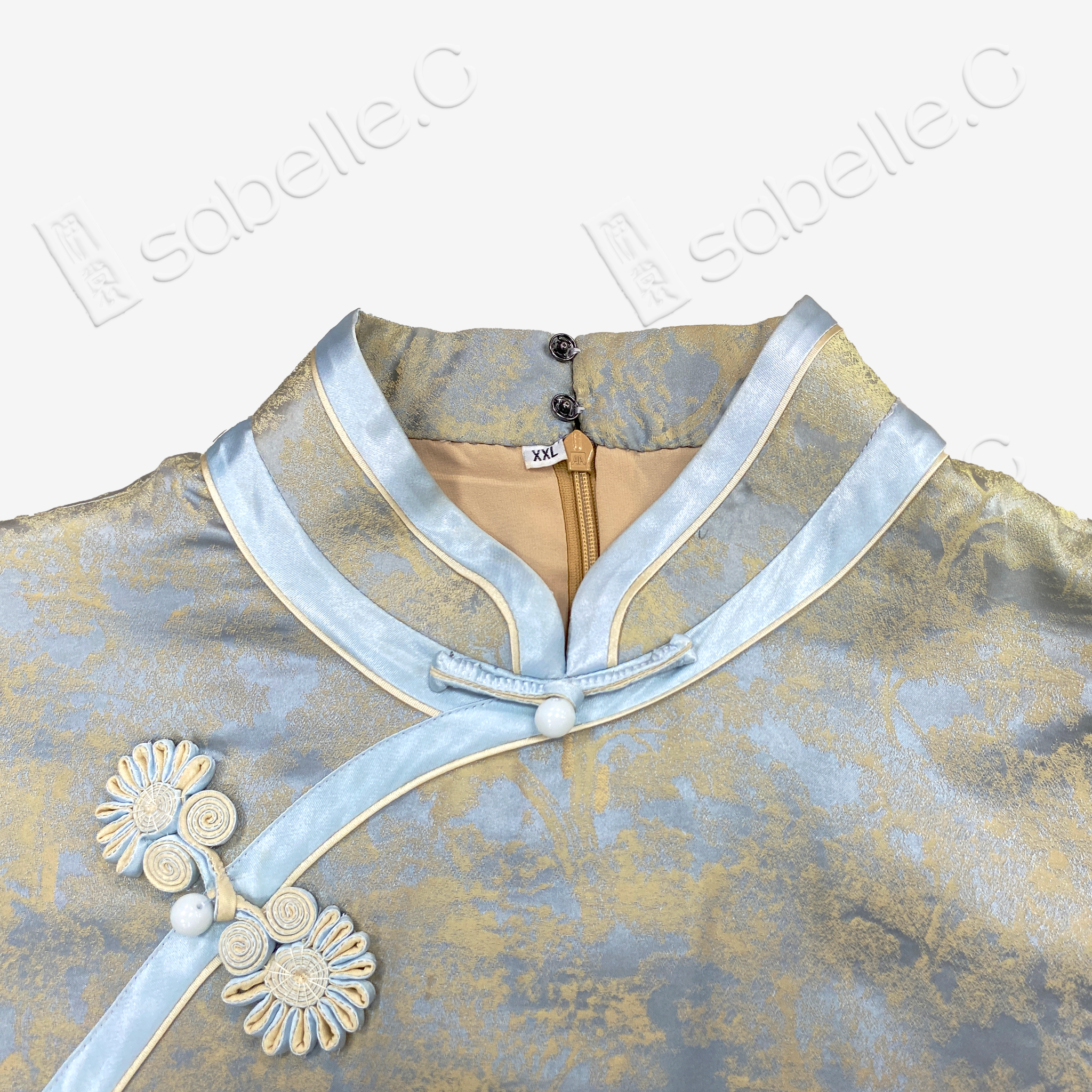 Stand-up collar short-sleeved cheongsam