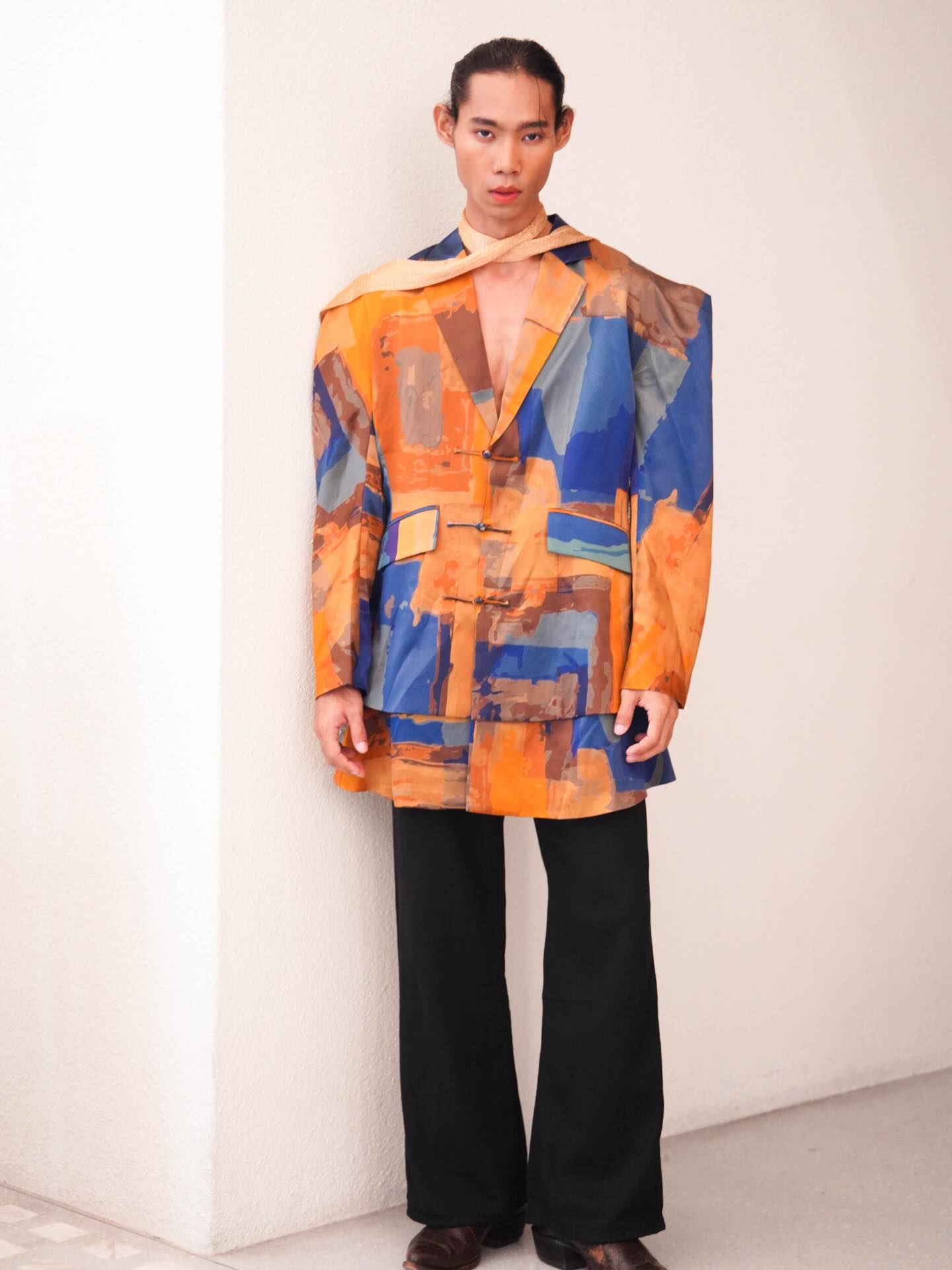 Original Satin Gambiered Canton Silk Handmade Blazer