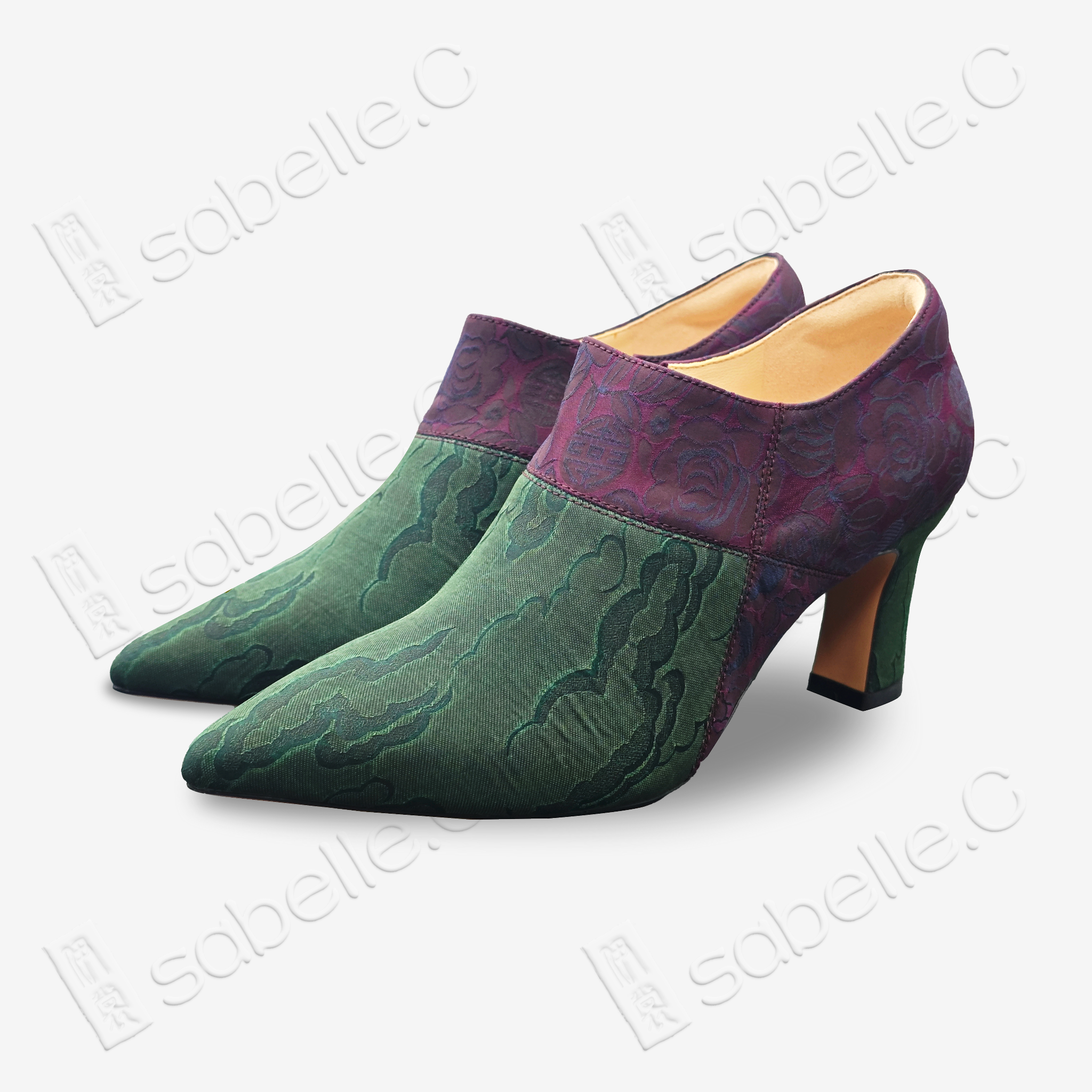 Gambiered Canton Silk Ankle Boots