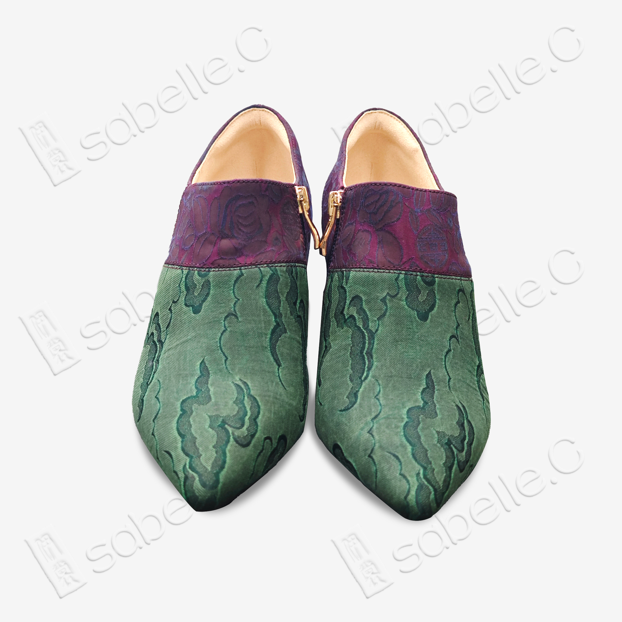 Gambiered Canton Silk Ankle Boots