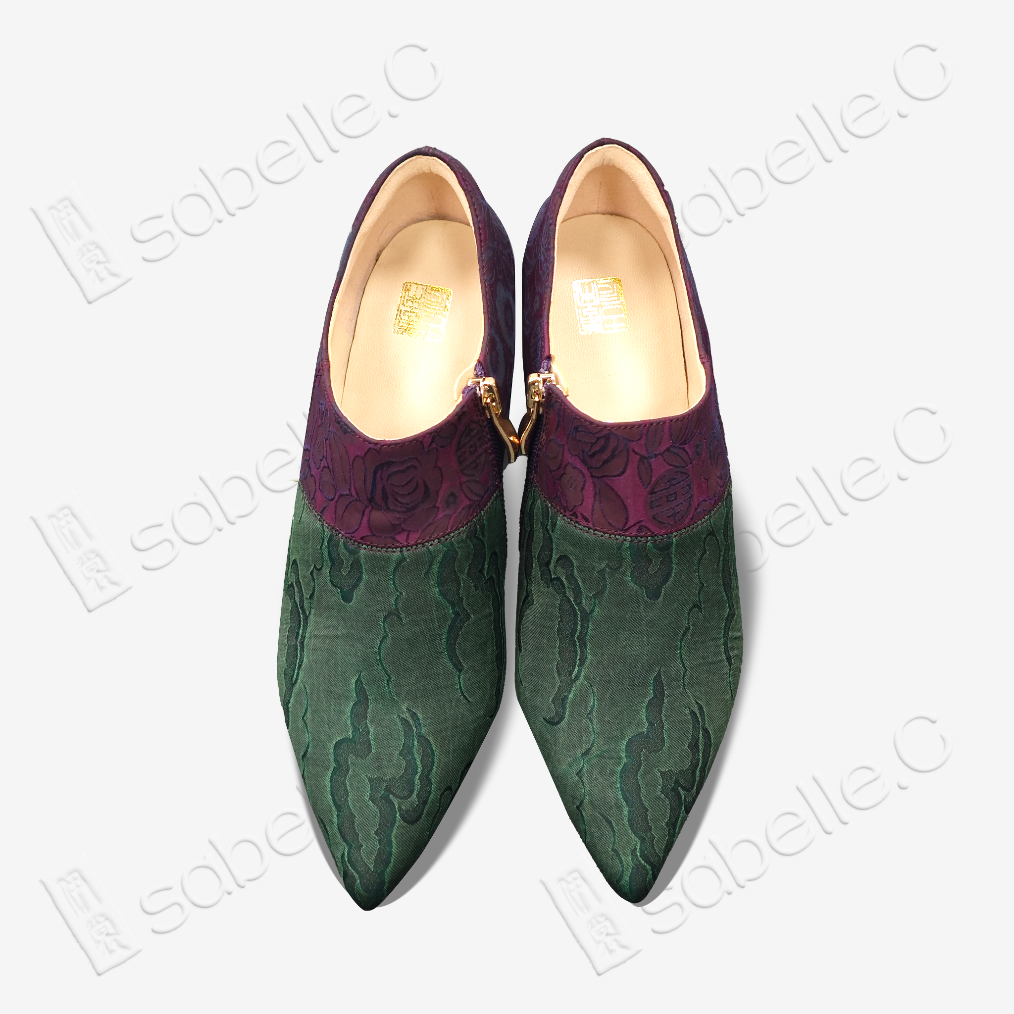 Gambiered Canton Silk Ankle Boots