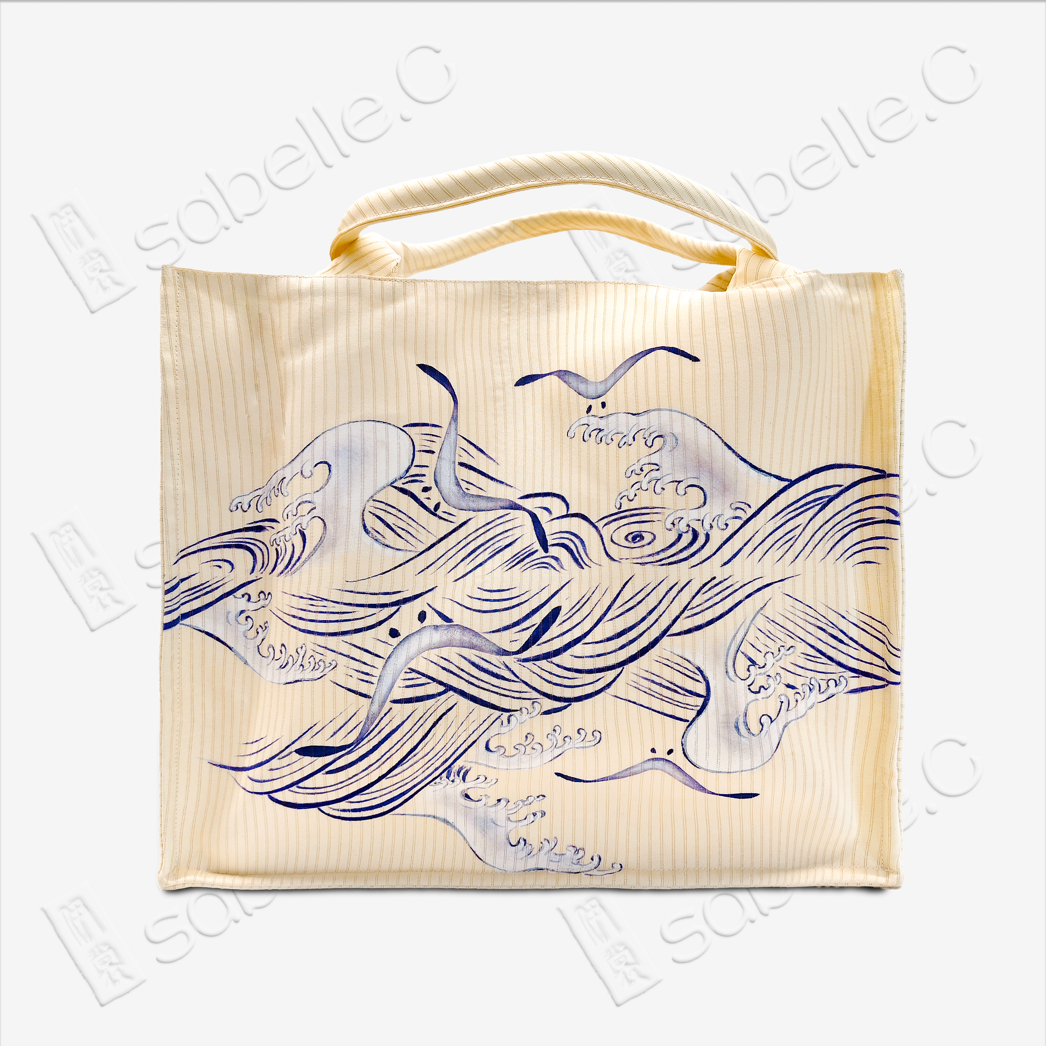 Wave & Seagull Print Kesi-Weave Bag
