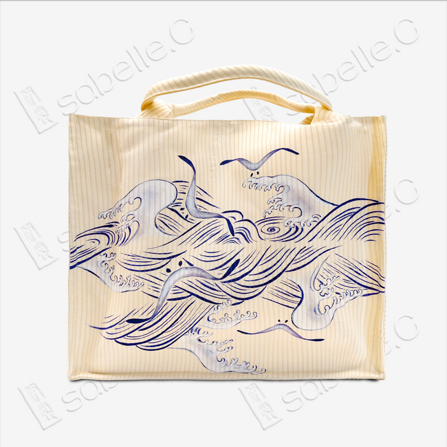 Wave & Seagull Print Kesi-Weave Bag