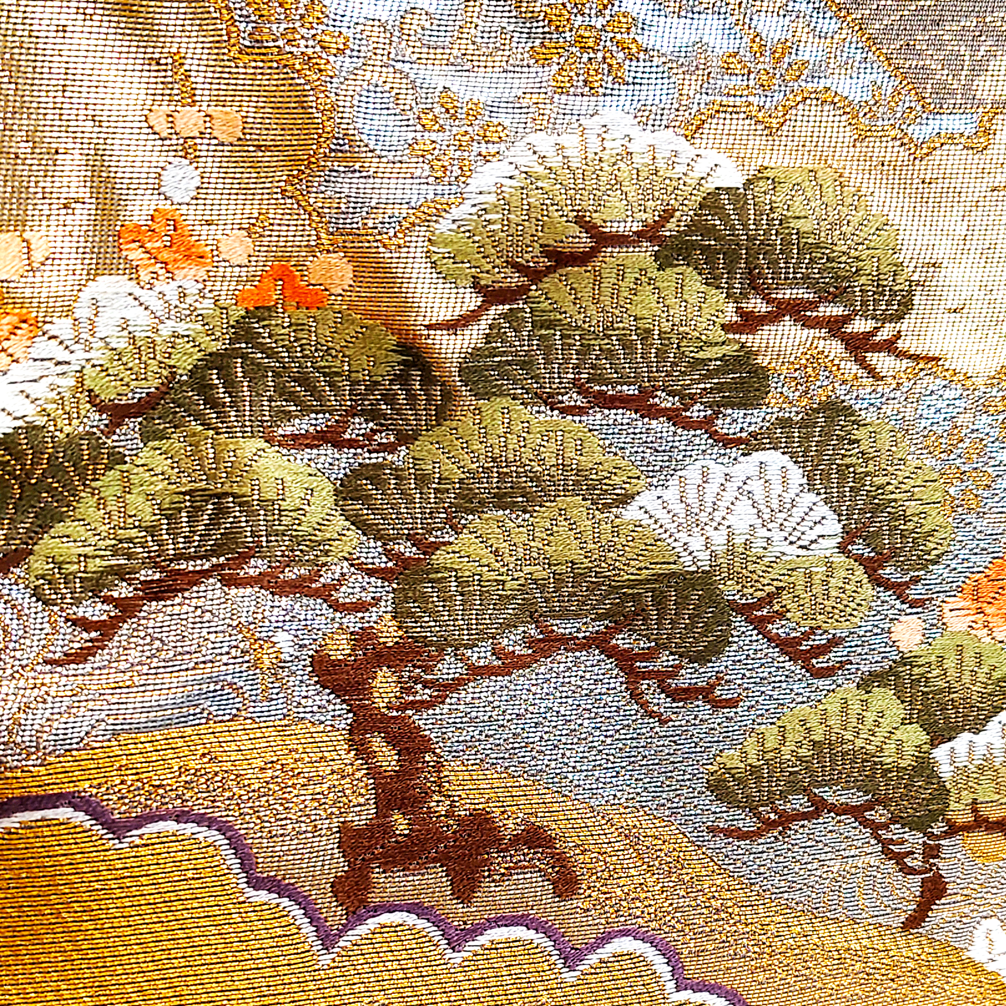 Fan-Pattern Tang Brocade Tote Bag