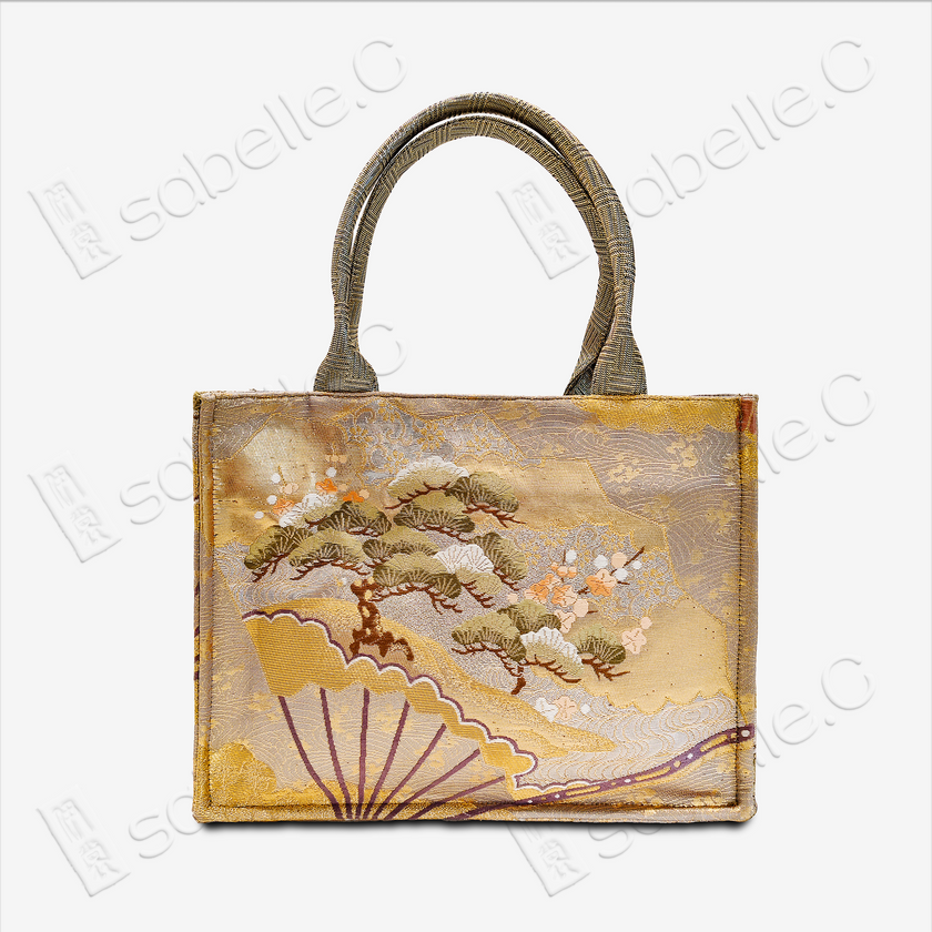 Fan-Pattern Tang Brocade Tote Bag
