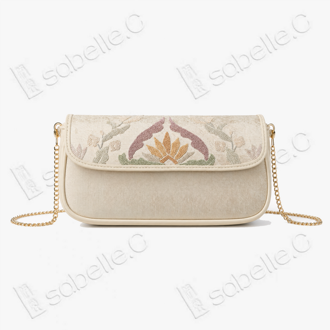 Embroidered Kesi Leather Chain Bag