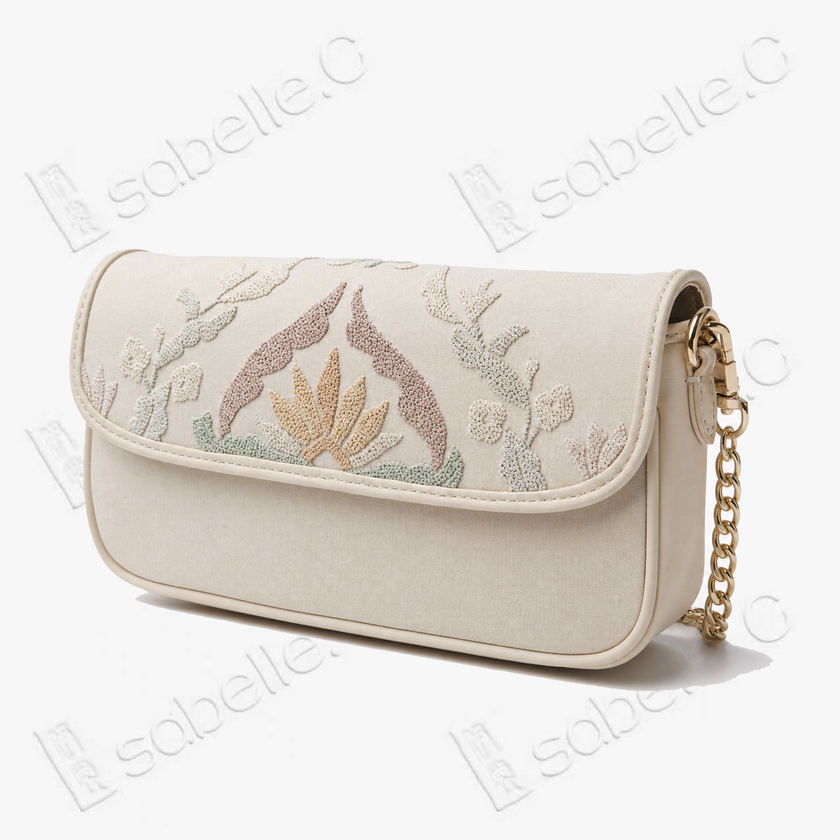 Embroidered Kesi Leather Chain Bag