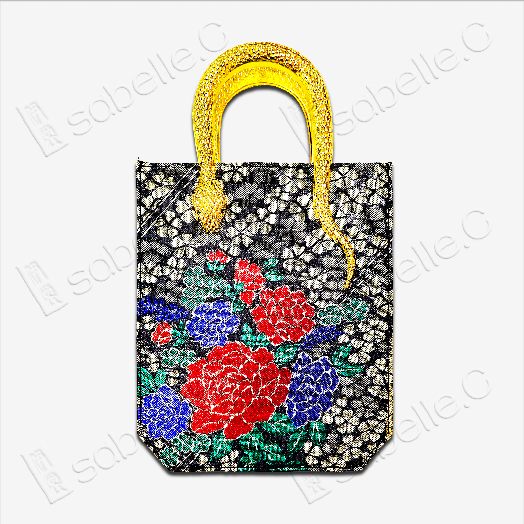 Chinese Tang Brocade Cowhide Handbag