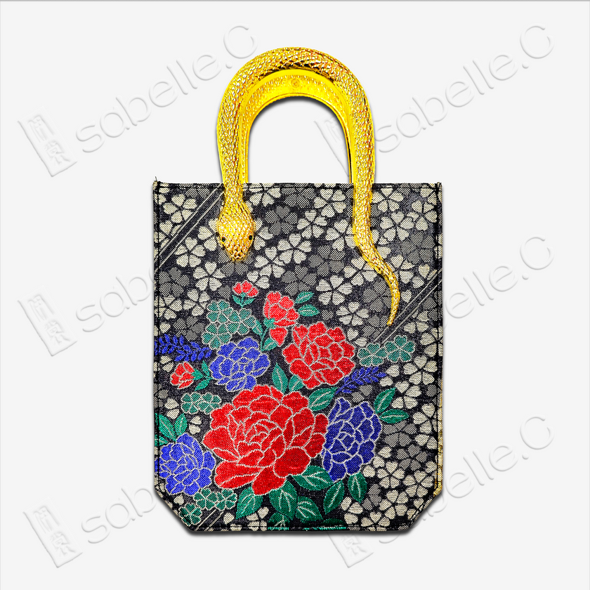 Chinese Tang Brocade Cowhide Handbag