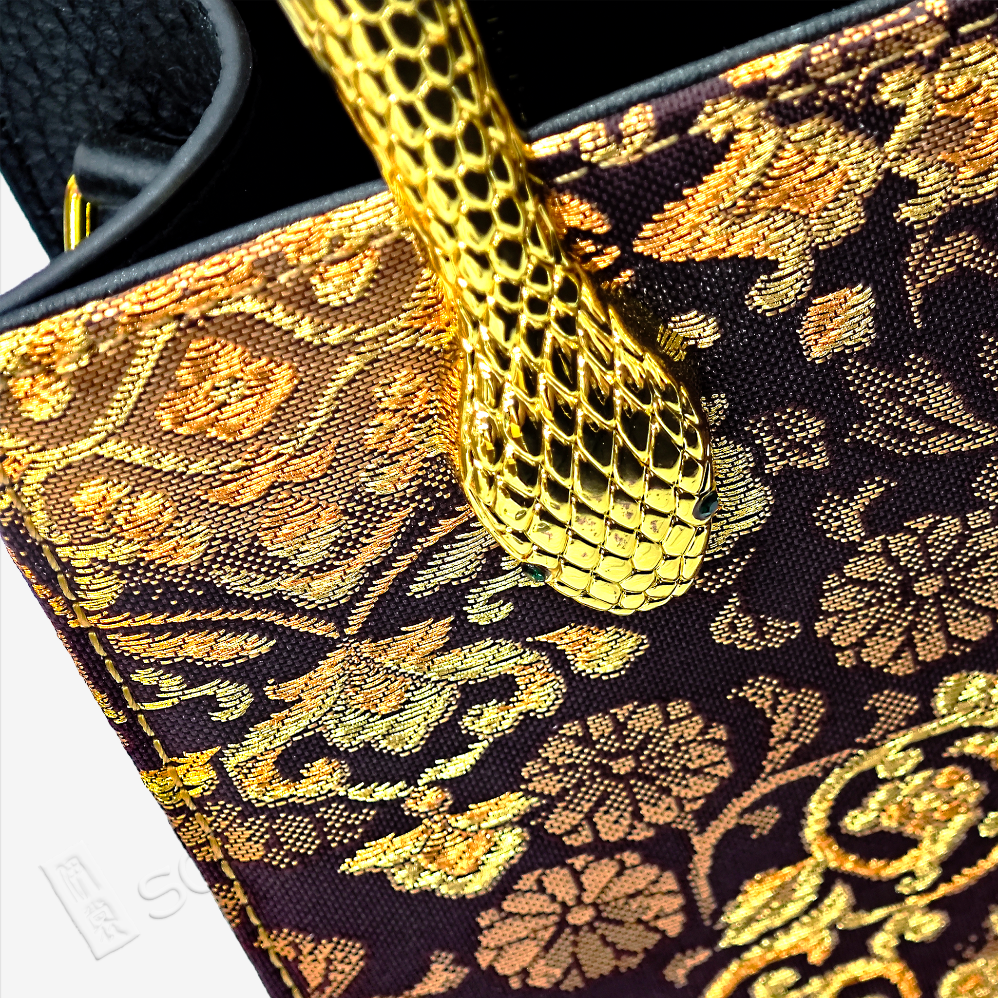 Chinese Tang Brocade Cowhide Handbag