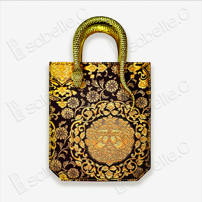 Chinese Tang Brocade Cowhide Handbag
