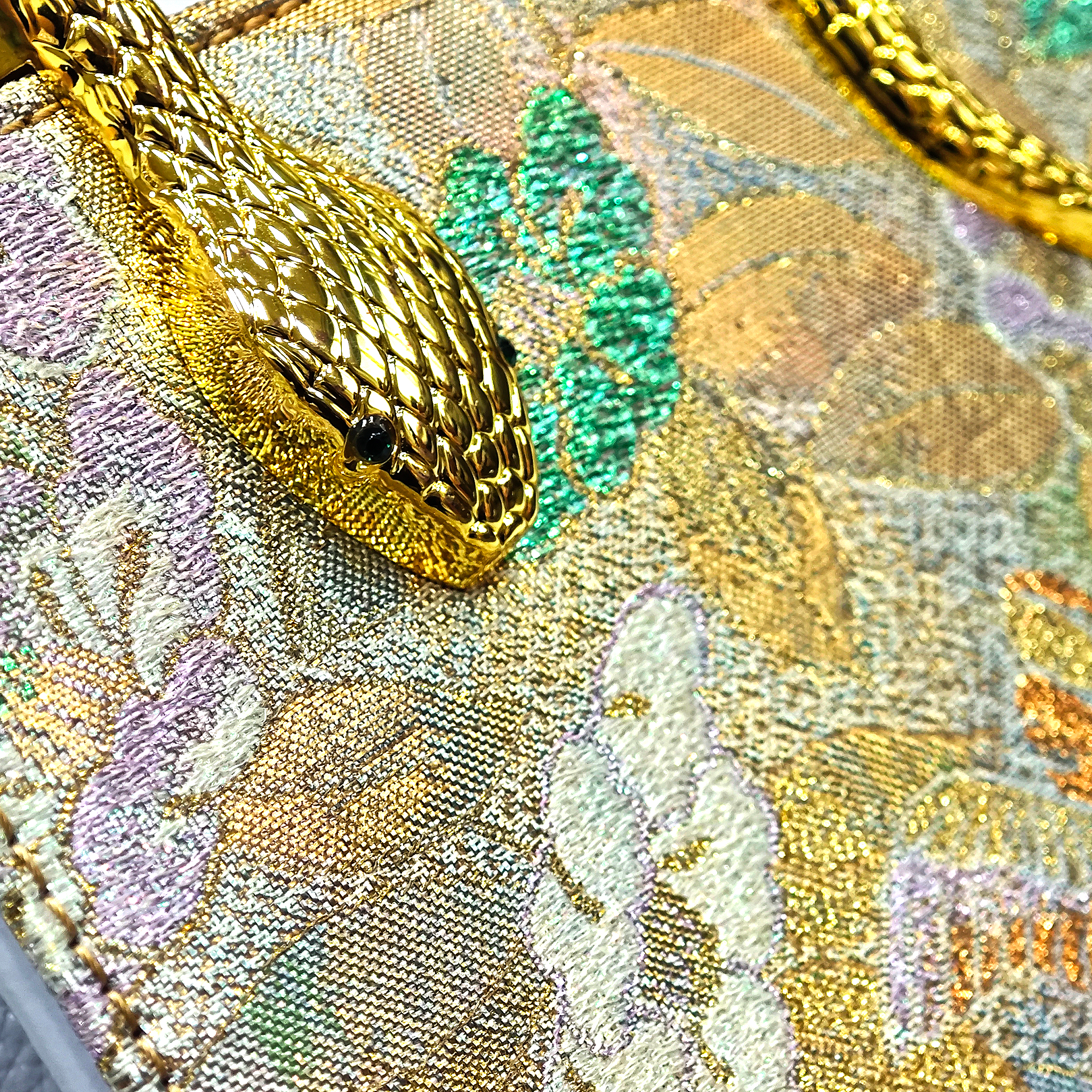 Chinese Tang Brocade Cowhide Handbag