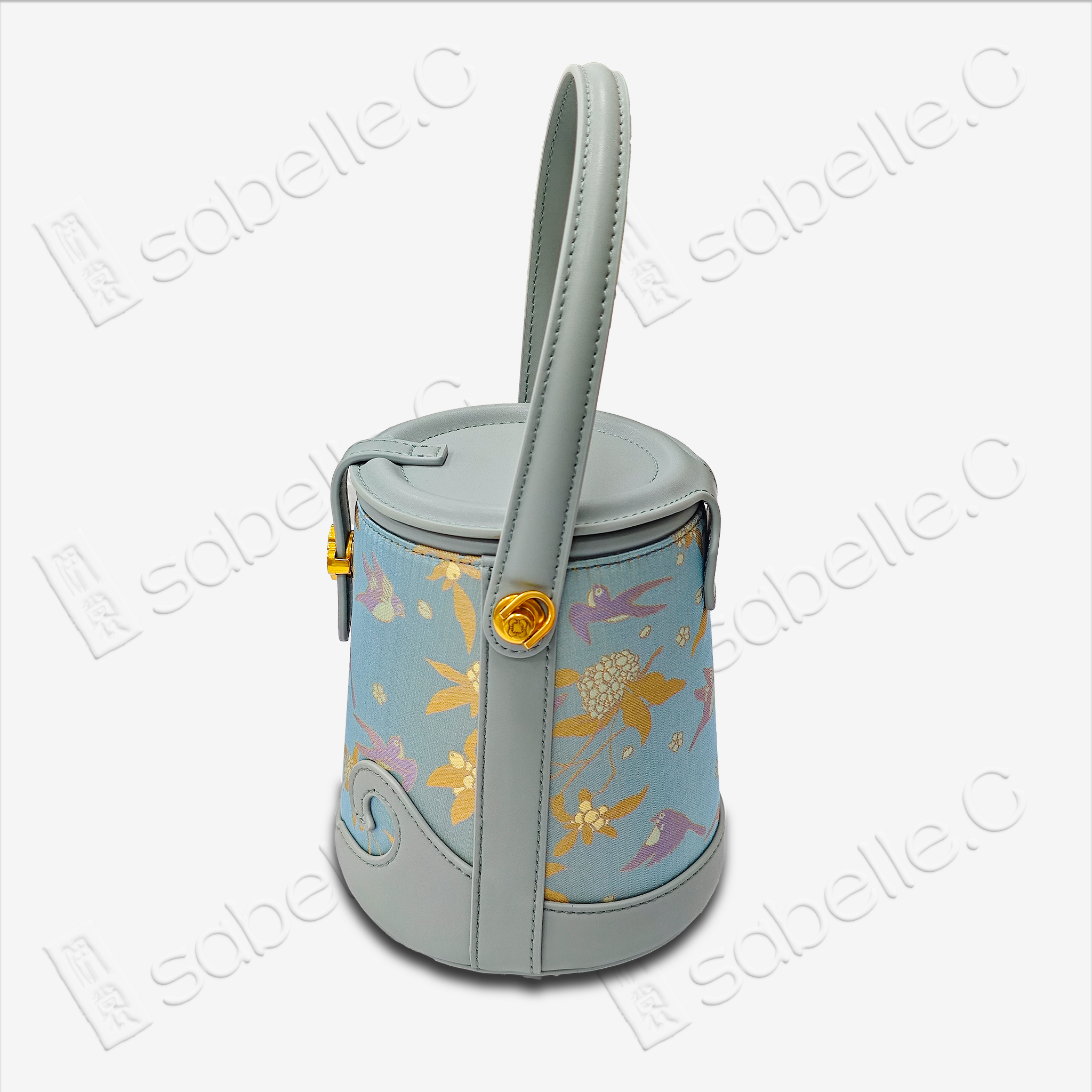 Song Brocade & Cowhide Bucket Ba