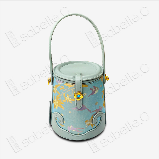 Song Brocade & Cowhide Bucket Ba