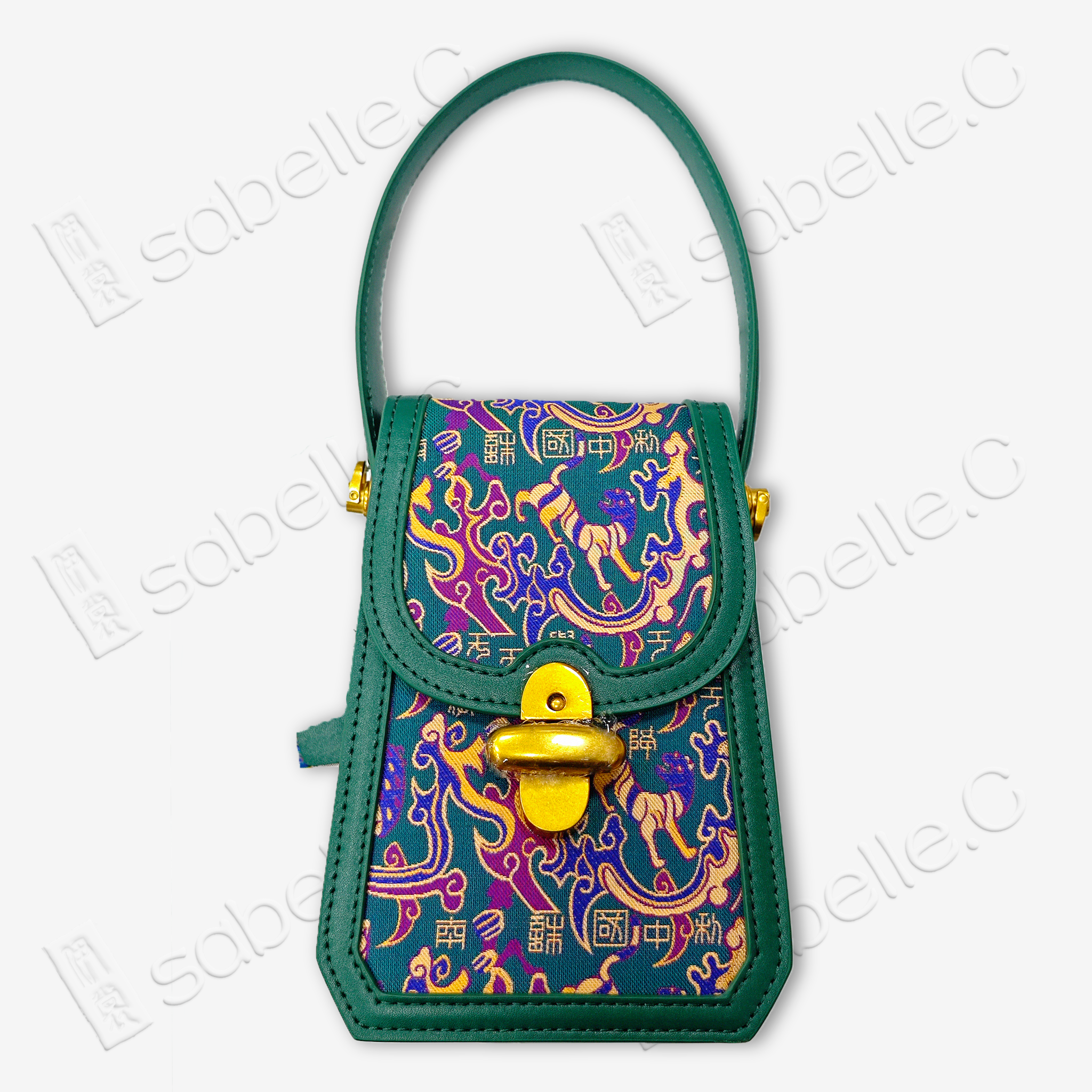 「Emerging from the East」 Song Brocade Lambskin Trapezoid Handbag - 五星出東方利中國｜宋錦小羊皮梯形手提包