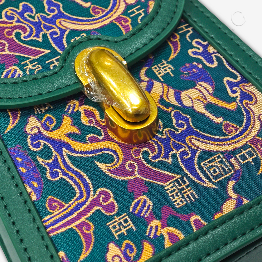 「Emerging from the East」 Song Brocade Lambskin Trapezoid Handbag - 五星出東方利中國｜宋錦小羊皮梯形手提包