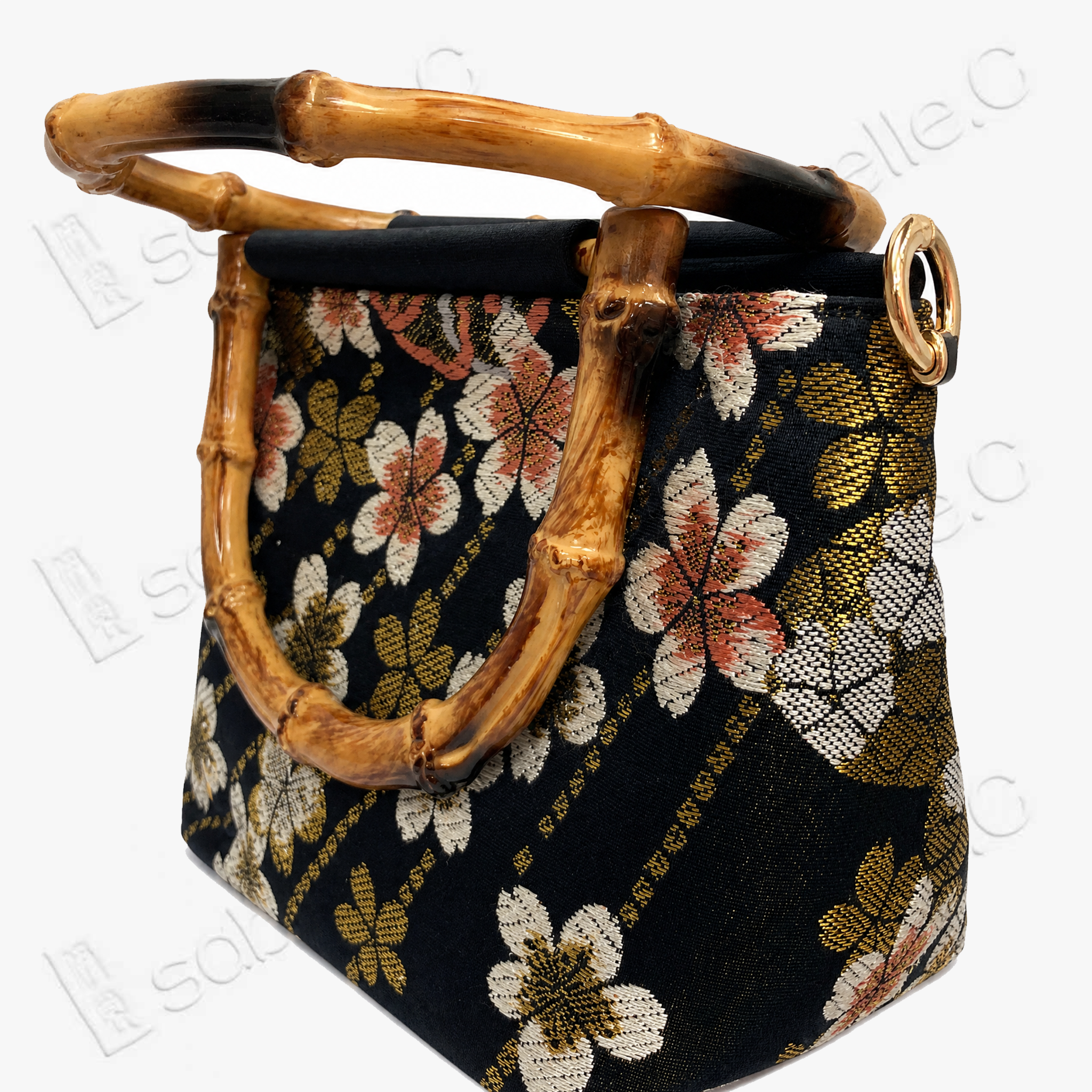 Tang‑Brocade Bamboo‑Handle Handbag - 唐錦竹節手柄包