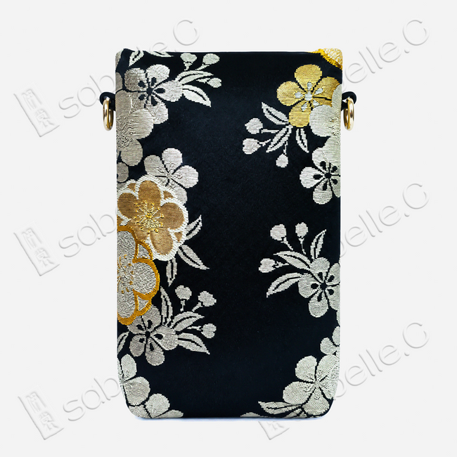 Ink Cherry Gilded Tang Brocade Pouch -「墨櫻金縷」唐錦斜挎包