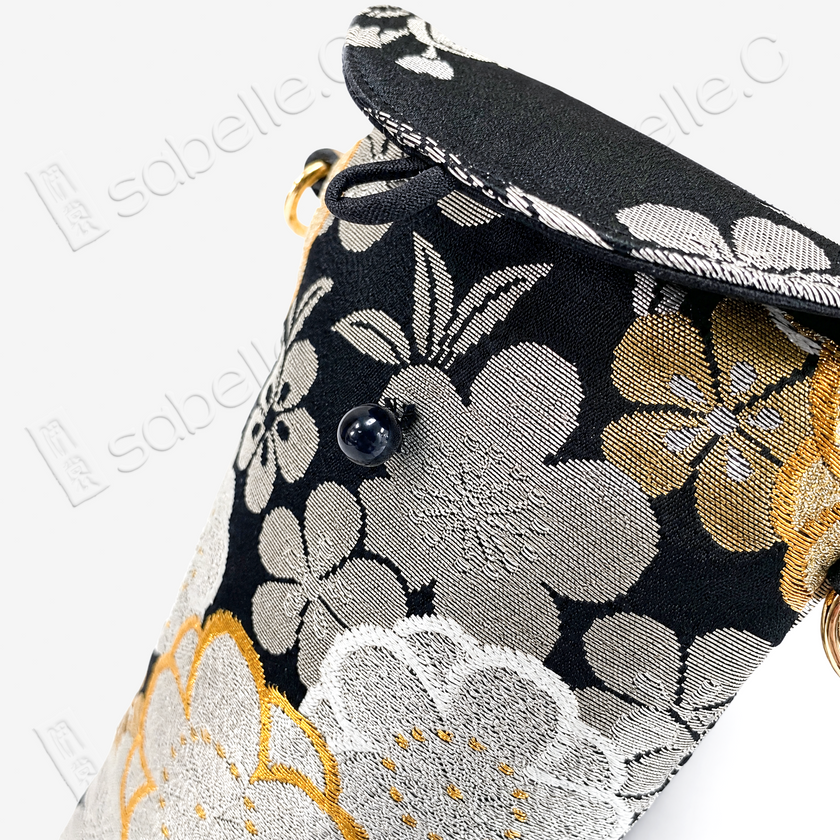 Ink Cherry Gilded Tang Brocade Pouch -「墨櫻金縷」唐錦斜挎包