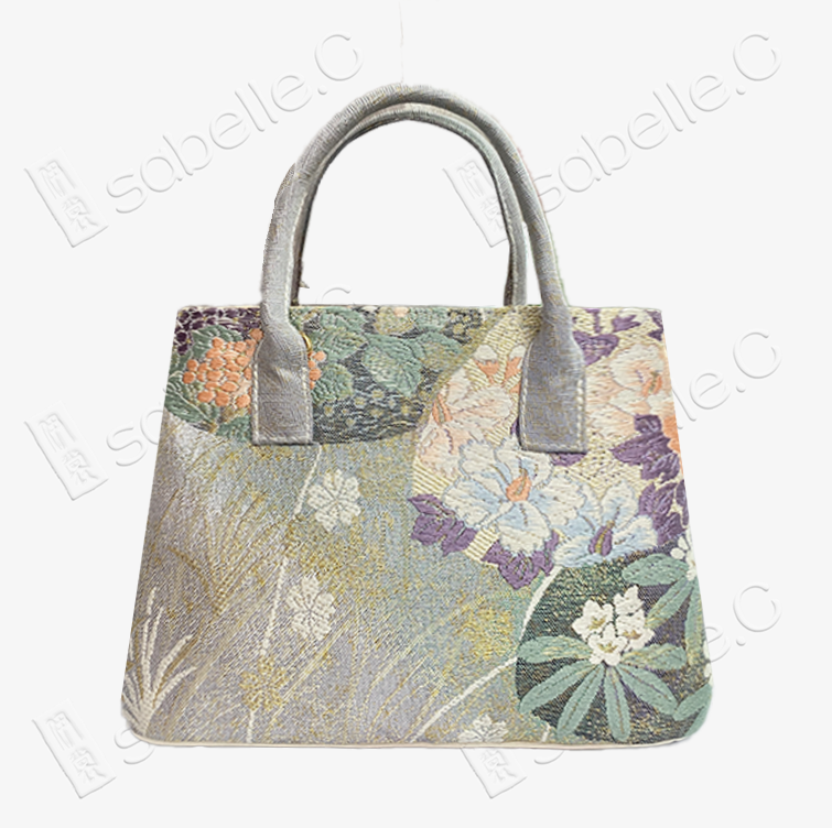 Silver Fan Peony Tang Brocade Tote - 「銀扇松華」唐錦托特包