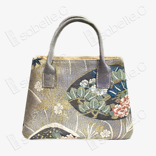 Silver Fan Peony Tang Brocade Tote - 「銀扇松華」唐錦托特包