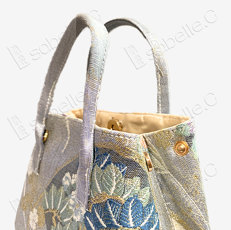 Silver Fan Peony Tang Brocade Tote - 「銀扇松華」唐錦托特包