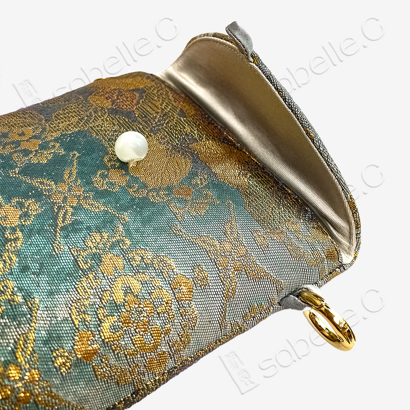 Lapis Treasure Bloom Tang Pouch - 「青曜寶相」唐錦斜挎包