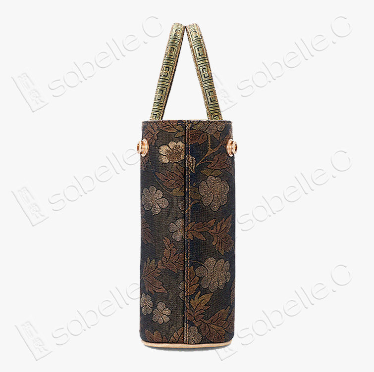 Indigo Rose Large Tang Brocade Tote - 「青黛金薔」唐錦通勤托特包