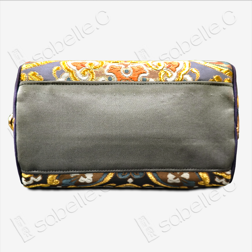 Embroidered Brocade Barrel Tote Bag