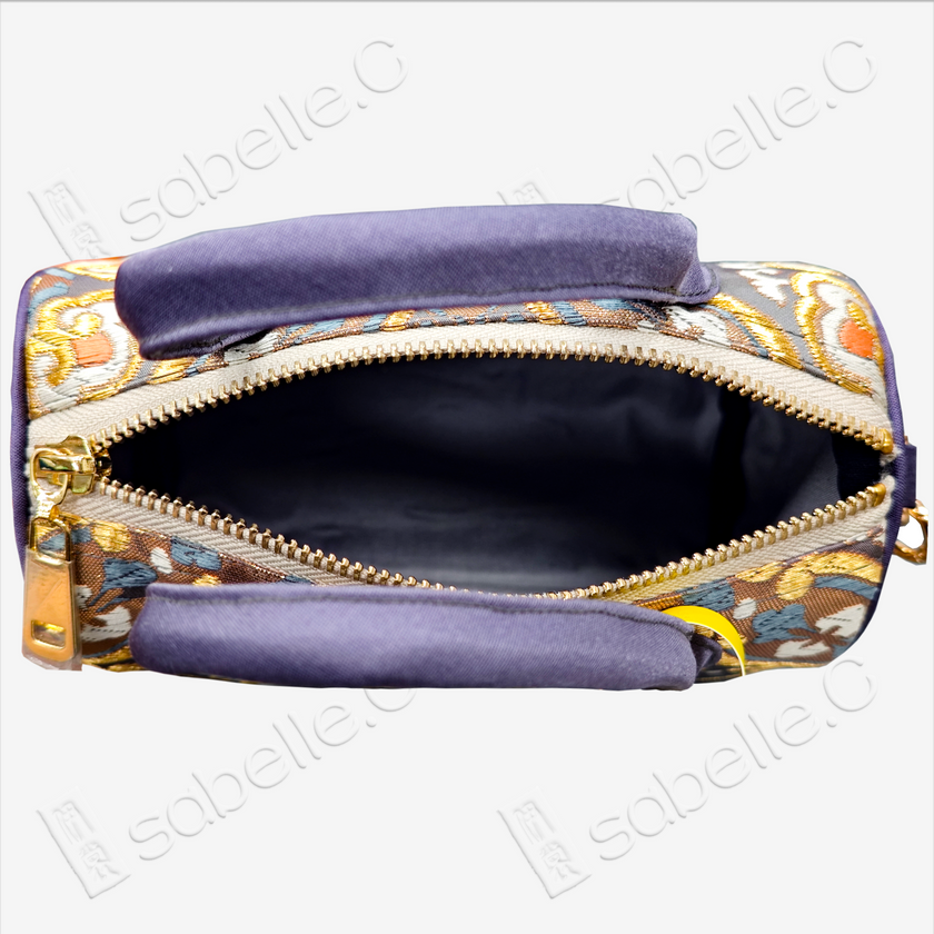 Embroidered Brocade Barrel Tote Bag