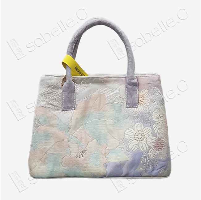 Pastel Floral Tang Brocade Tote - 「柔花」 暈染莫蘭迪色唐錦手提包