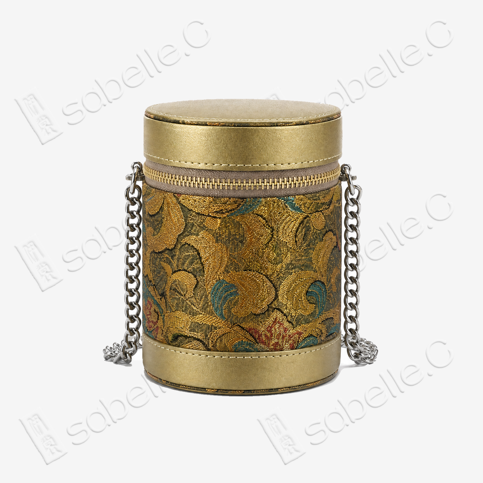 Tang Brocade Lambskin Cylinder Bag - 唐錦小羊皮圓筒包