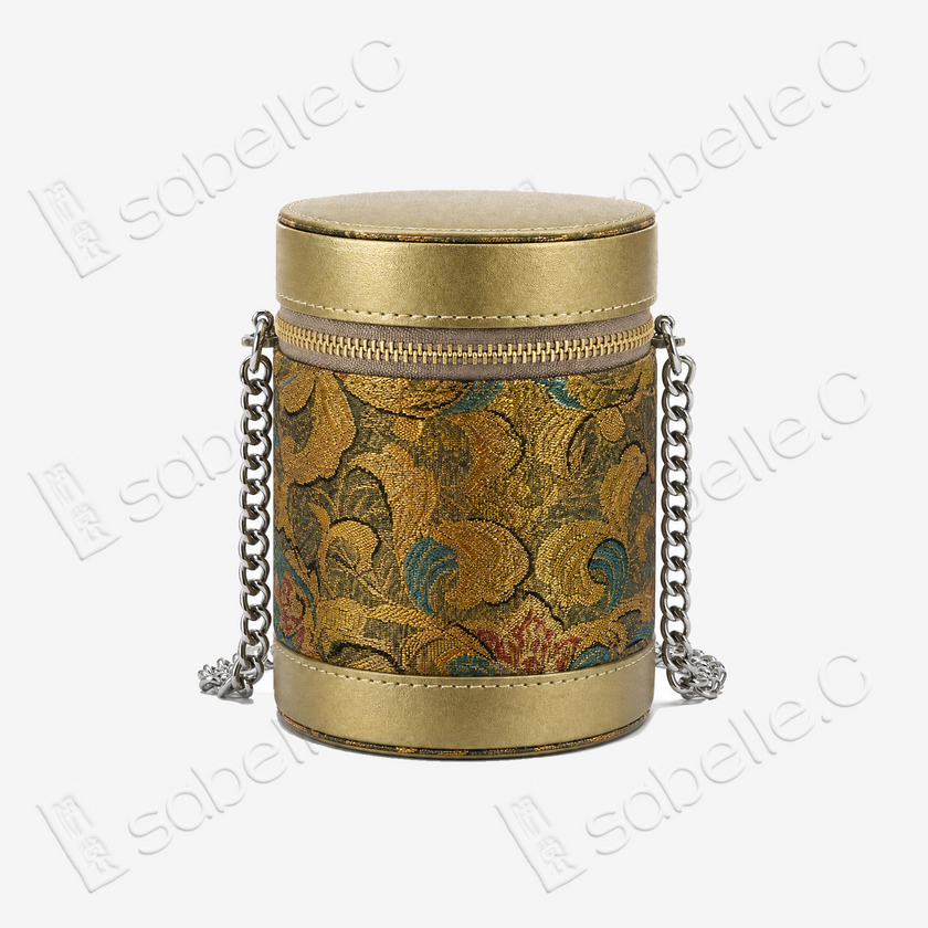 Tang Brocade Lambskin Cylinder Bag - 唐錦小羊皮圓筒包