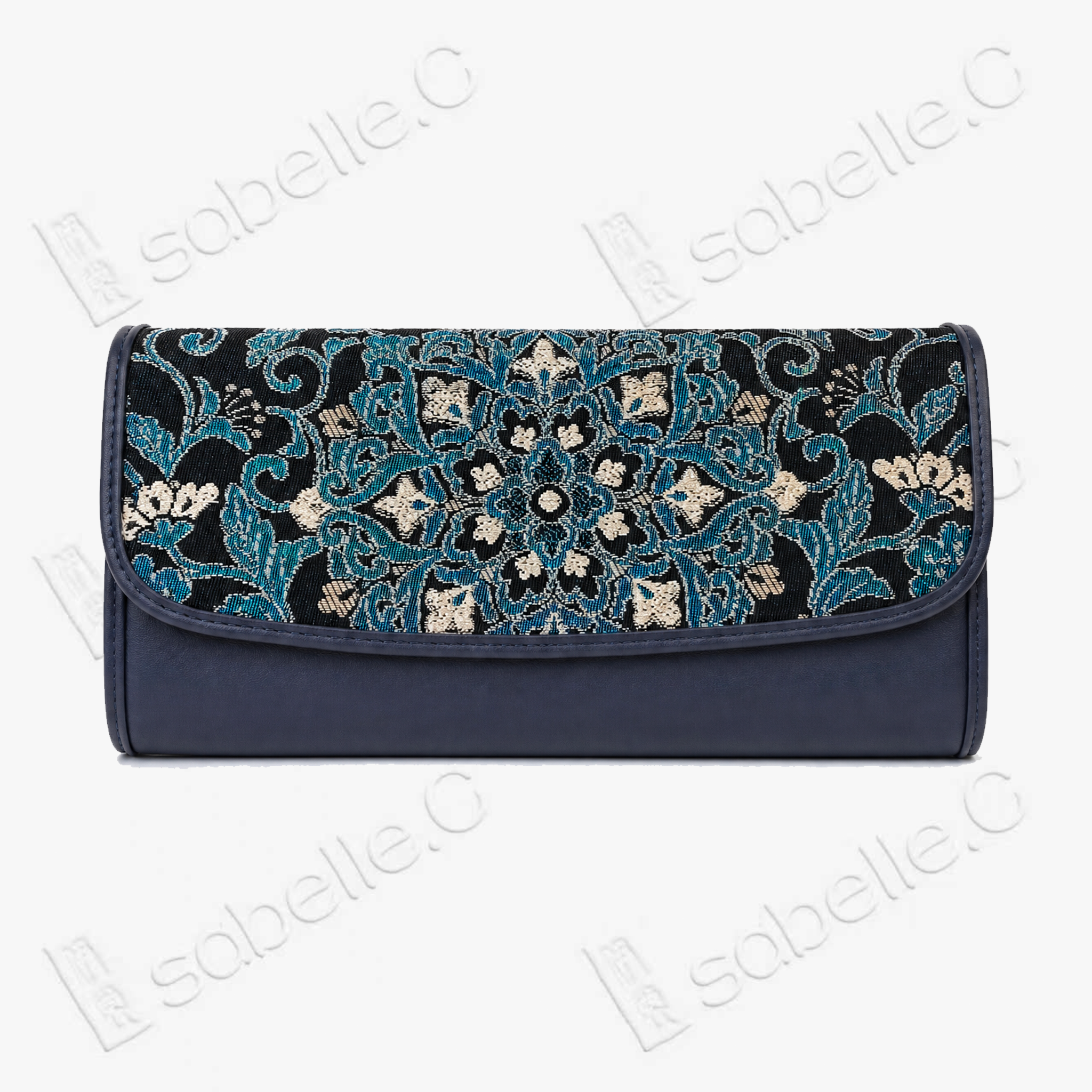 Kesi Leather‑Trim Clutch - 緙絲牛皮手拿包