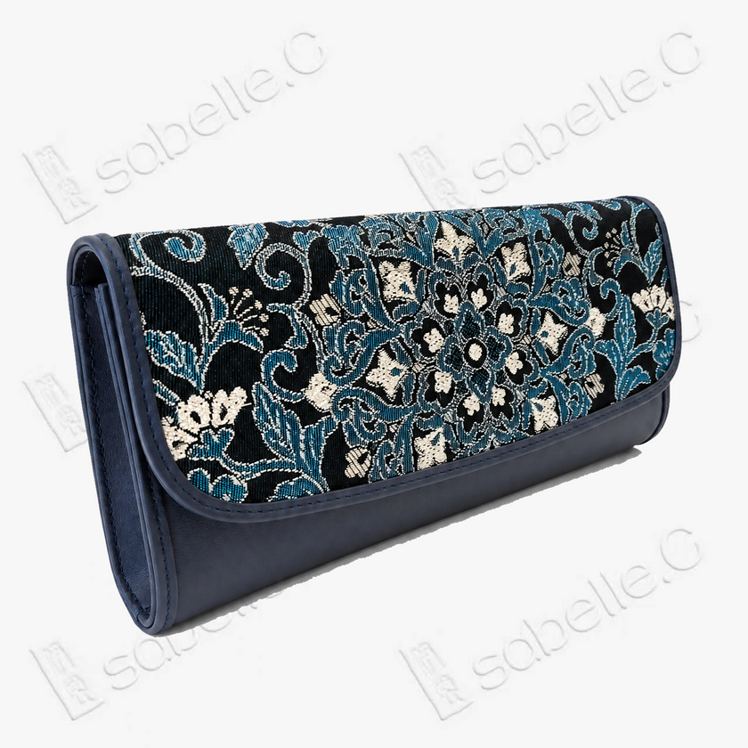 Kesi Leather‑Trim Clutch - 緙絲牛皮手拿包