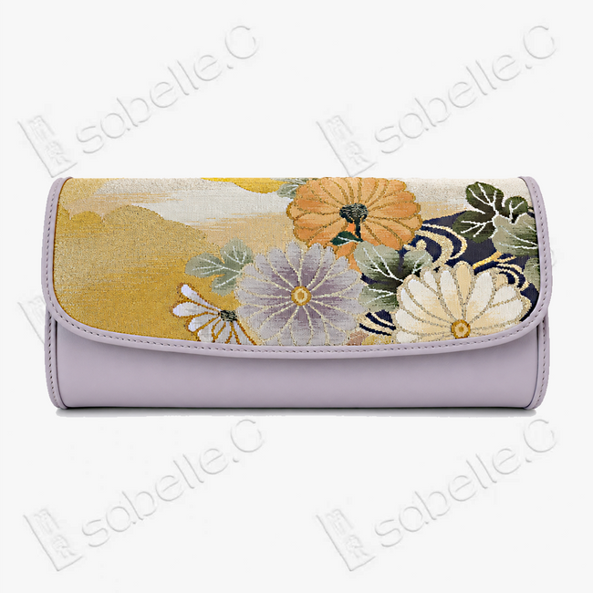 Kesi Leather‑Trim Clutch - 緙絲牛皮手拿包