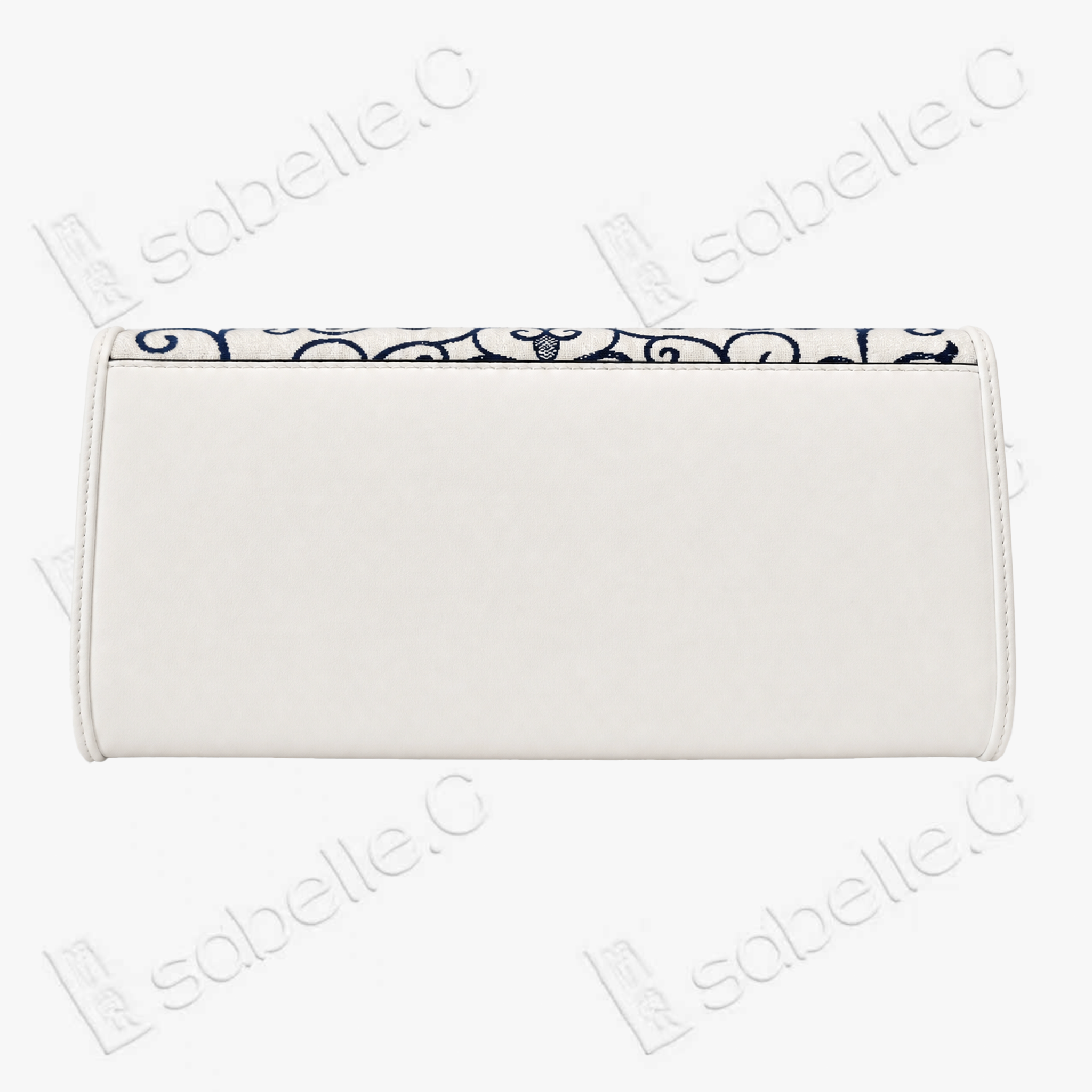 Kesi Leather‑Trim Clutch （Black / White） - 緙絲牛皮手拿包
