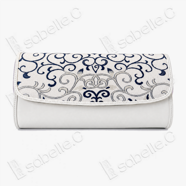 Kesi Leather‑Trim Clutch （Black / White） - 緙絲牛皮手拿包