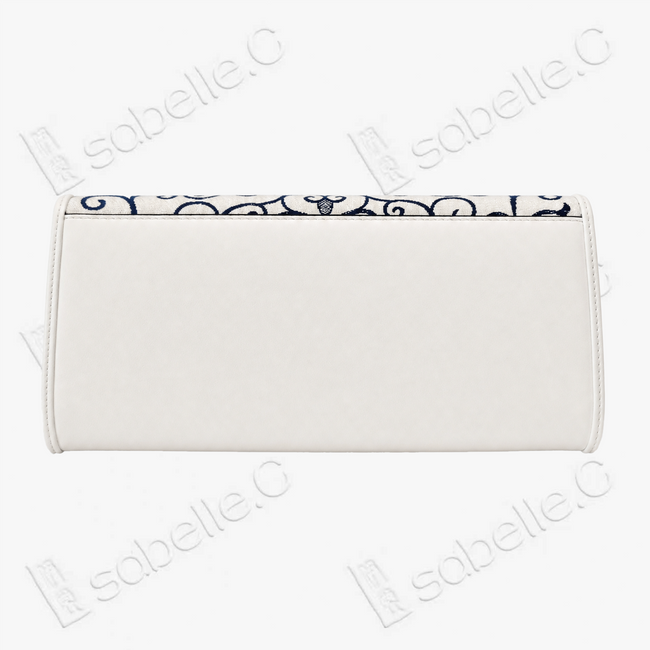 Kesi Leather‑Trim Clutch （Black / White） - 緙絲牛皮手拿包