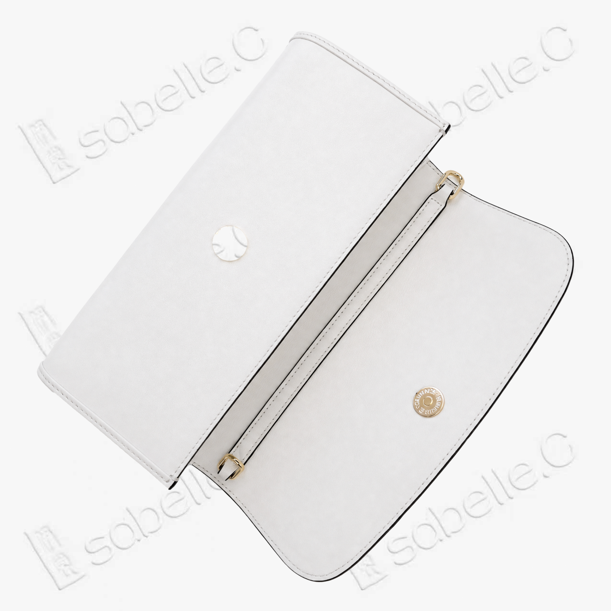 Kesi Leather‑Trim Clutch （Black / White） - 緙絲牛皮手拿包