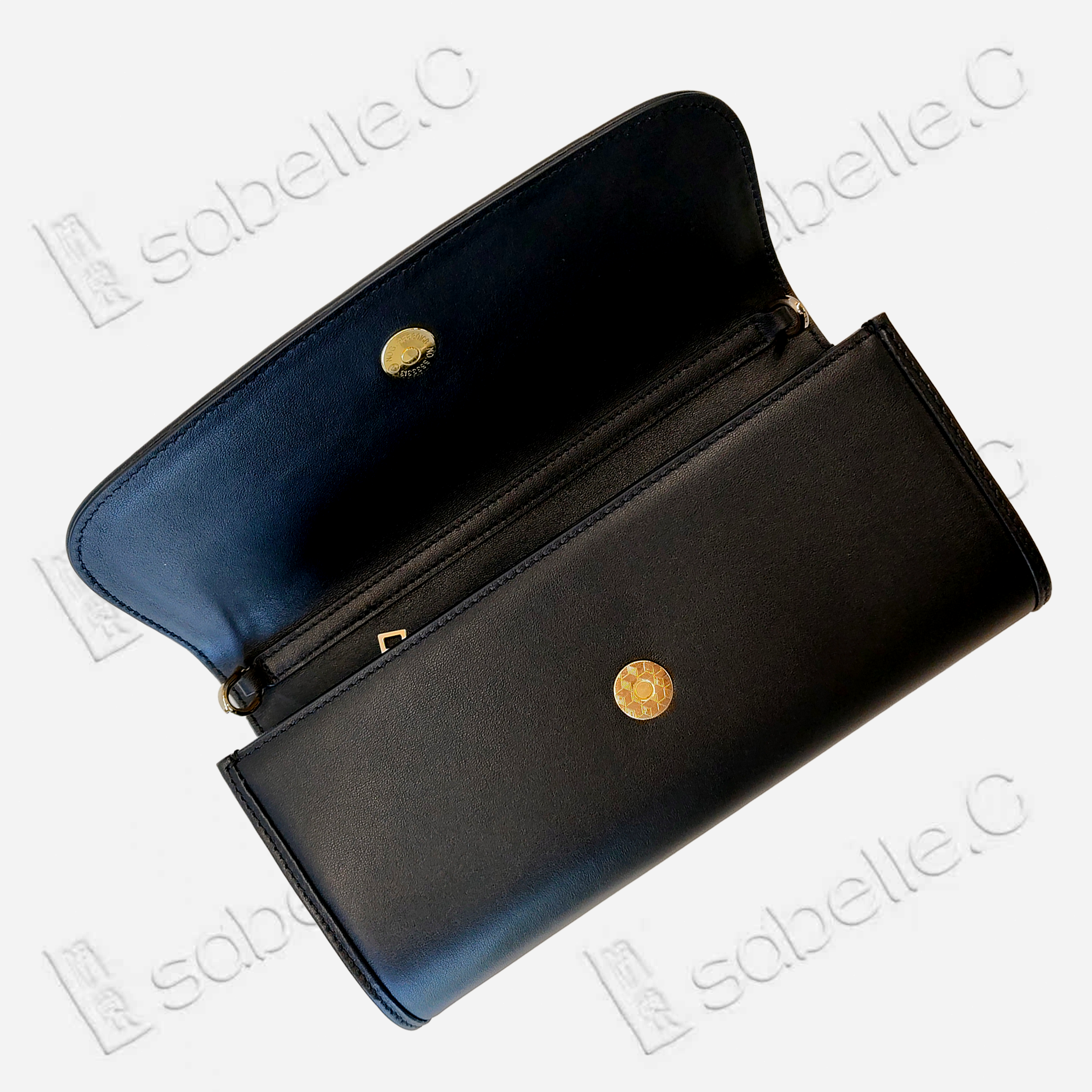 Kesi Leather‑Trim Clutch （Black / White） - 緙絲牛皮手拿包