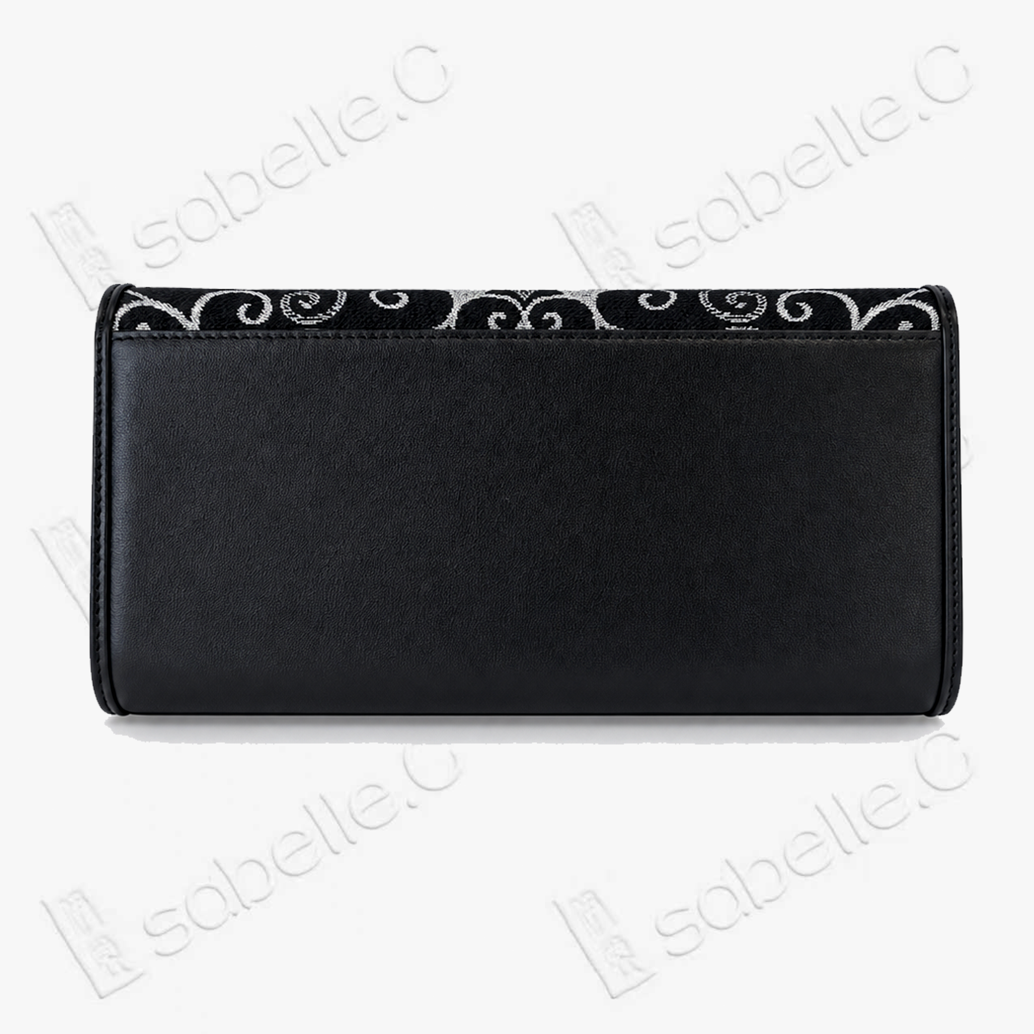 Kesi Leather‑Trim Clutch （Black / White） - 緙絲牛皮手拿包