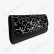 Kesi Leather‑Trim Clutch （Black / White） - 緙絲牛皮手拿包