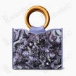 Kesi Lambskin Wooden‑Ring Tote - 緙絲羊皮木柄手提包