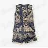Vintage Silk Jacquard Sleeveless Vest Set