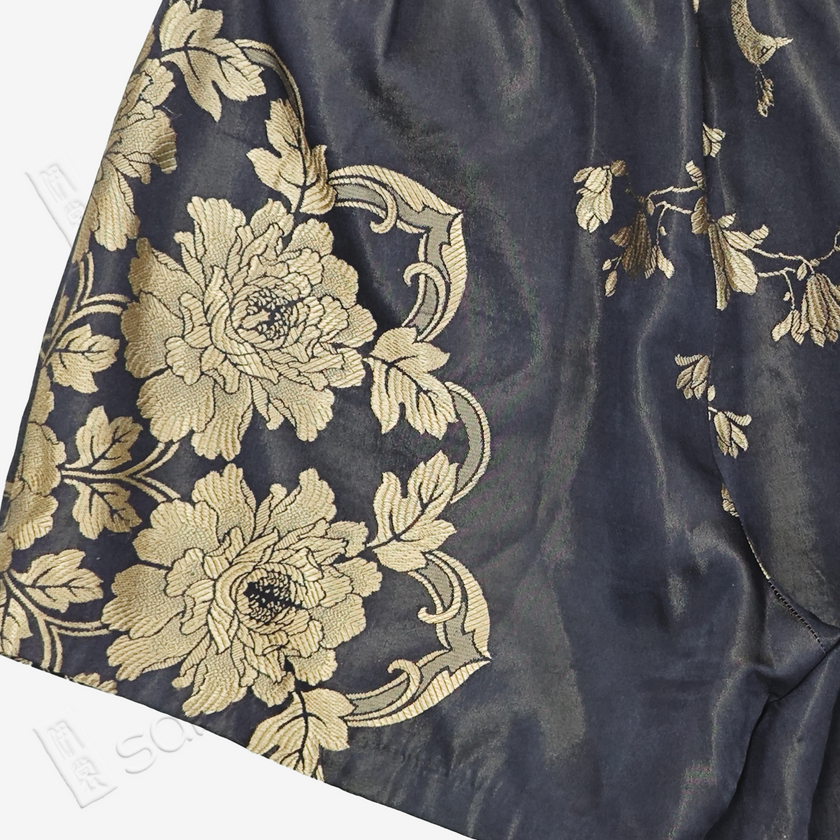 Vintage Silk Jacquard Sleeveless Vest Set